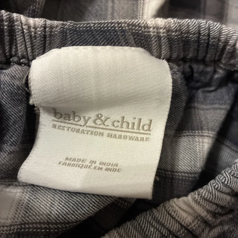 Restoration Hardware Baby & Child Twin Size Sheet Set Navy Plaid Cotton 4 Piece